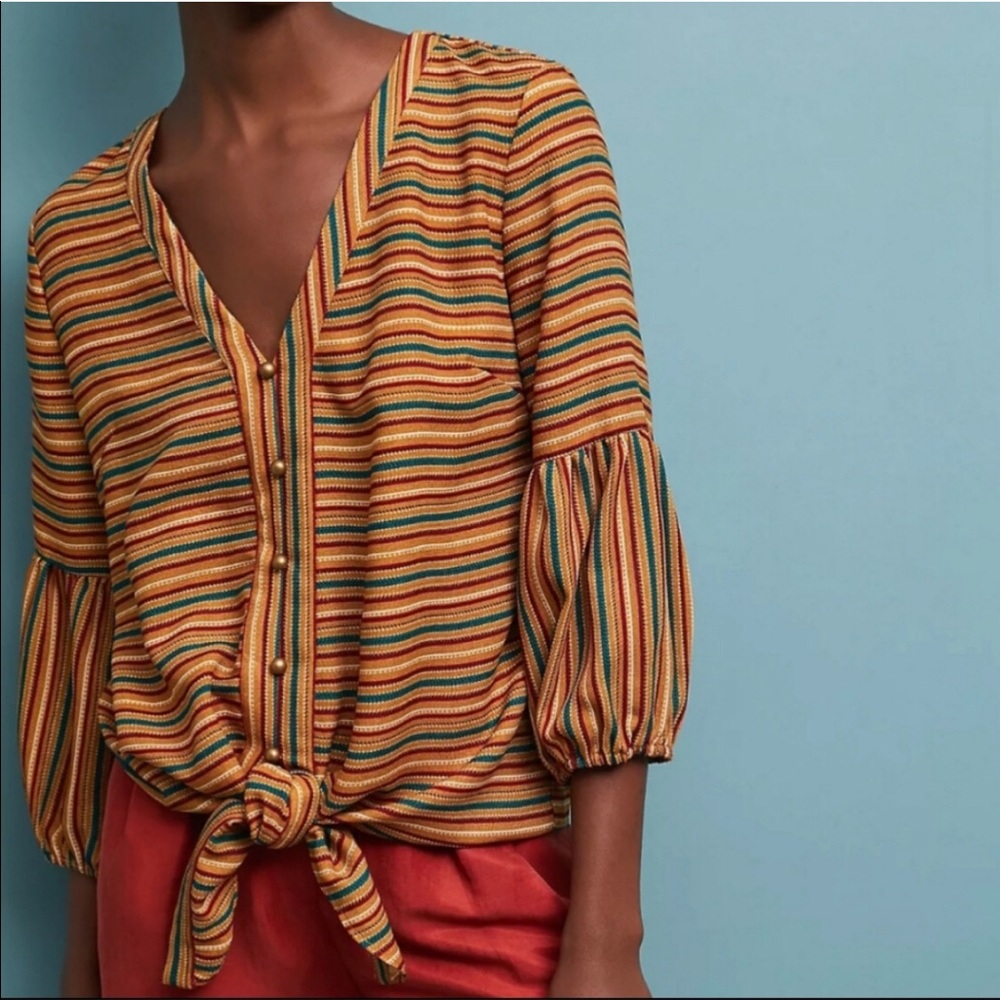 ANTHROPOLOGIE Isla Maude Retro Balloon Sleeve Top